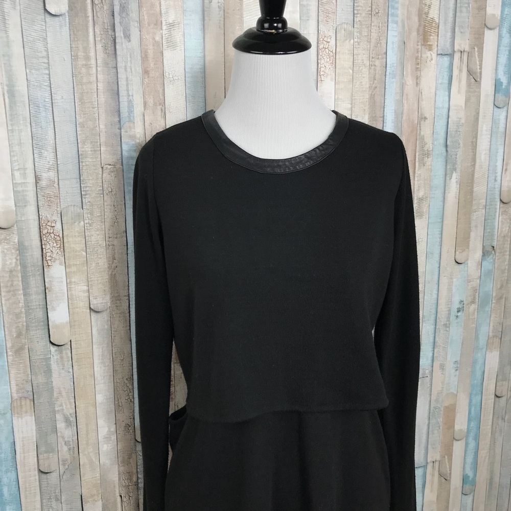 Donna Mizani XS Knit Leather Trim Sweater Top - Picture 4 of 8
